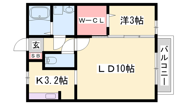 エクセル英賀保八十八 A棟(1LDK/2階)の間取り写真