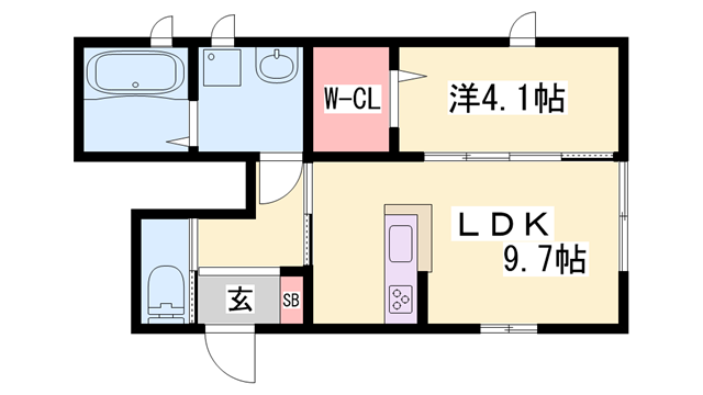 グランツ(1LDK/1階)の間取り写真