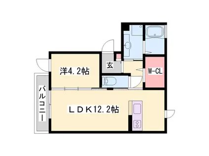 サニーハイツ青山B棟(1LDK/3階)の間取り写真