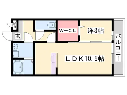 セジュール東阿保 B棟(1LDK/3階)の間取り写真