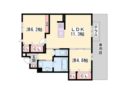 サニーコート加佐弐番館(2LDK/1階)の間取り写真