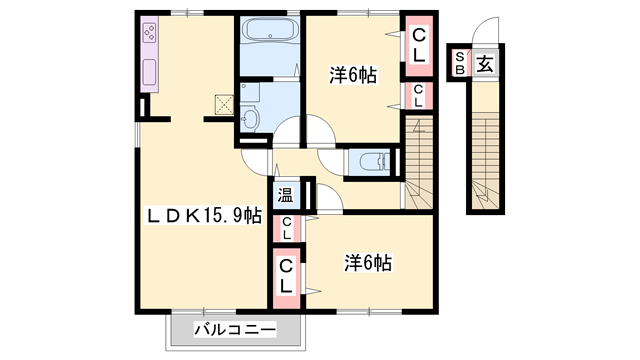 セジュールM・青山西(2LDK/2階)の間取り写真