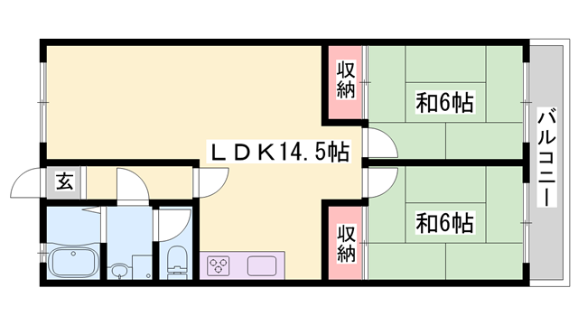 ニューハイツ新在家(2LDK/3階)の間取り写真