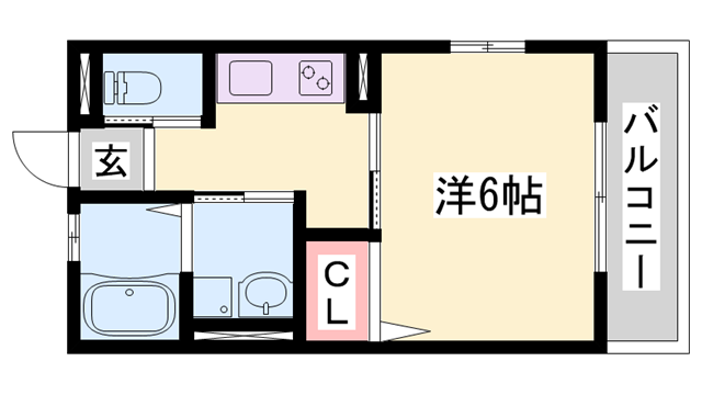 播但線 京口駅 徒歩9分 2階建 築5年(1K/2階)の間取り写真