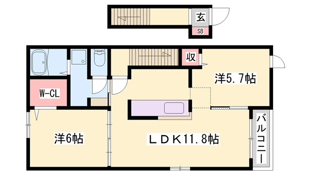 ヌォーヴォ・ドラーゴⅡ(2LDK/2階)の間取り写真