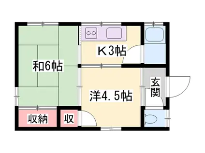 播但線 京口駅 徒歩13分 1階建 築51年(2K)の間取り写真