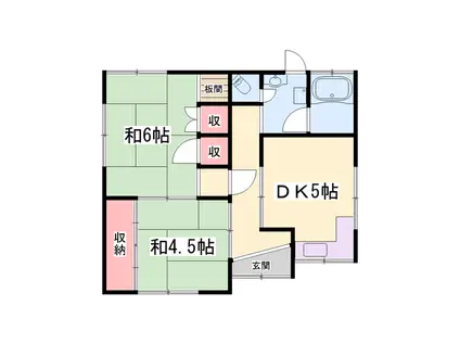 赤穂線 西相生駅 徒歩27分 1階建 築55年(2DK)の間取り写真