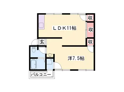 SISA野里Ⅱ(1LDK/2階)の間取り写真