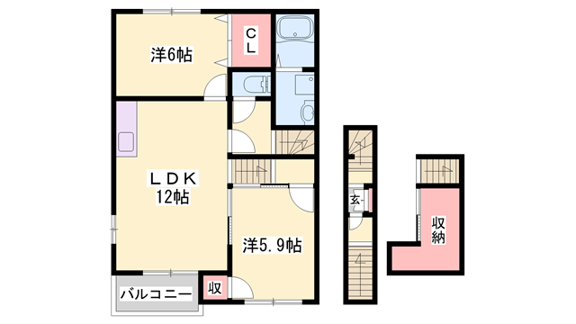 フローレス(2LDK/2階)の間取り写真
