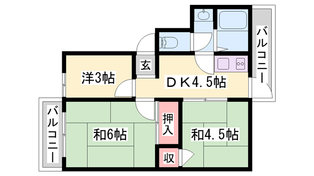 101マンション(3DK/2階)の間取り写真