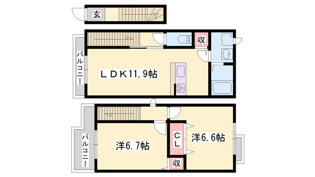 エステ・スール(2LDK/2階)の間取り写真