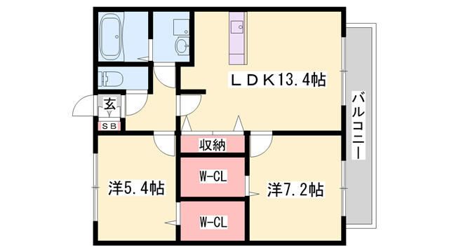 ダンディライオン(2LDK/2階)の間取り写真