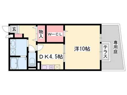 バーディーコート A棟(1DK/1階)の間取り写真