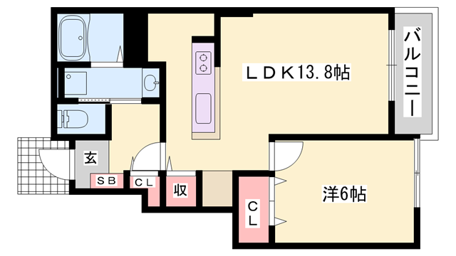 エクセレントアベニュー(1LDK/1階)の間取り写真