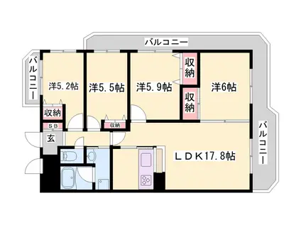 手柄アートスカイハイツ(4LDK/4階)の間取り写真