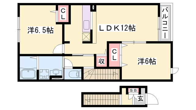 ドルフ・アカネA(2LDK/2階)の間取り写真