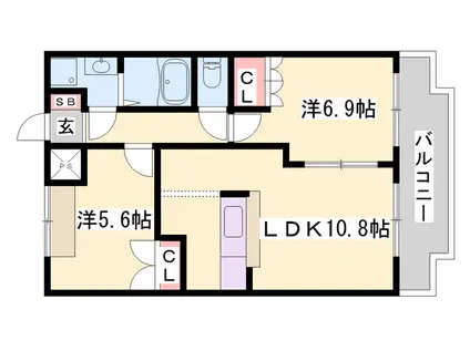 ストークコーポ大津茂(2LDK/2階)の間取り写真