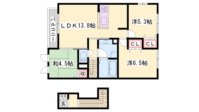ミリオンフルール(3LDK/2階)の間取り写真