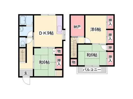 姫新線 播磨高岡駅 徒歩18分 2階建 築33年(3SDK)の間取り写真