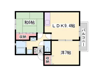 JAサンビレッジ大塚B(2LDK/1階)の間取り写真