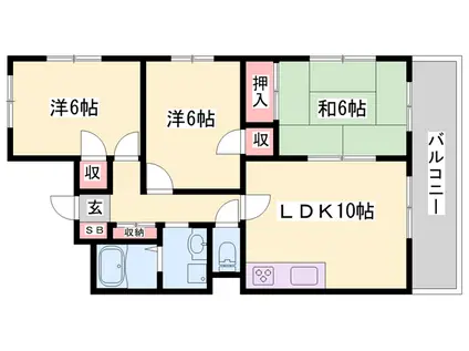 森川マンション(3LDK/2階)の間取り写真