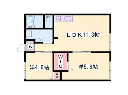 シティリバーサイド(2LDK/1階)の間取り写真