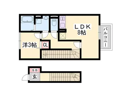 ダリア B棟(1LDK/2階)の間取り写真