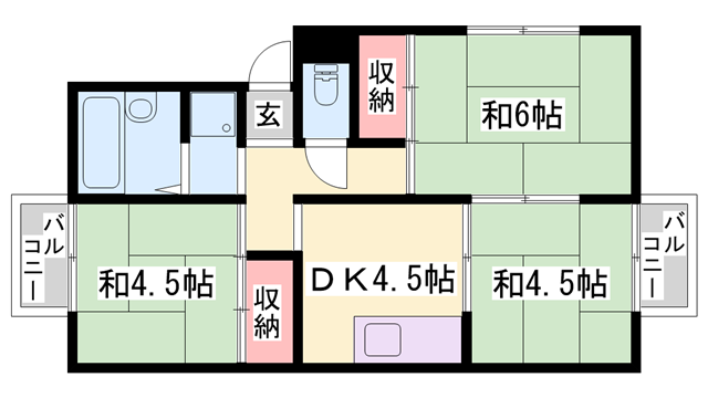 土井ハイツ(3DK/1階)の間取り写真