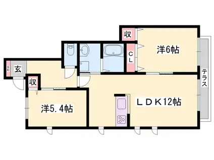 グランドゥール英賀保(2LDK/1階)の間取り写真