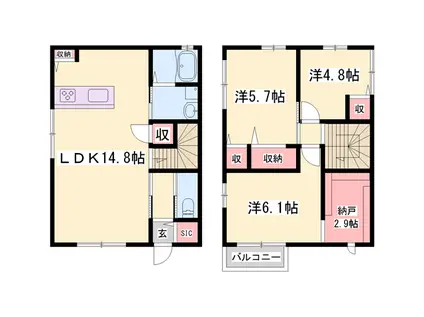 山陽電気鉄道本線 播磨町駅 徒歩13分 2階建 築4年(3LDK)の間取り写真