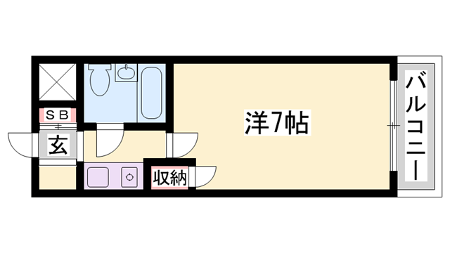 プレアール東加古川(1K/1階)の間取り写真