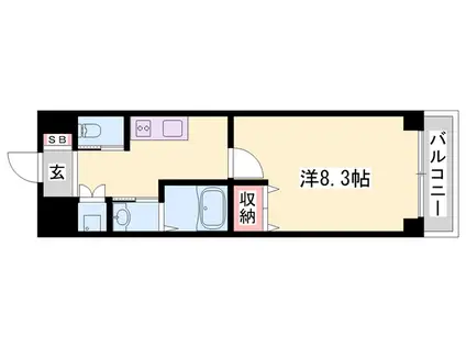 グロリアス(1K/1階)の間取り写真