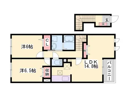 フィオレンティーナⅤ(2LDK/2階)の間取り写真