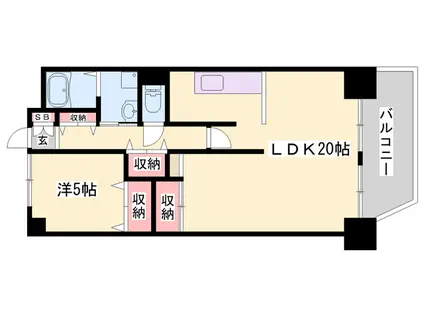 ライオンズマンション姫路東今宿(1LDK/9階)の間取り写真