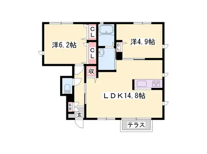 シャーメゾン桜(2LDK/1階)の間取り写真