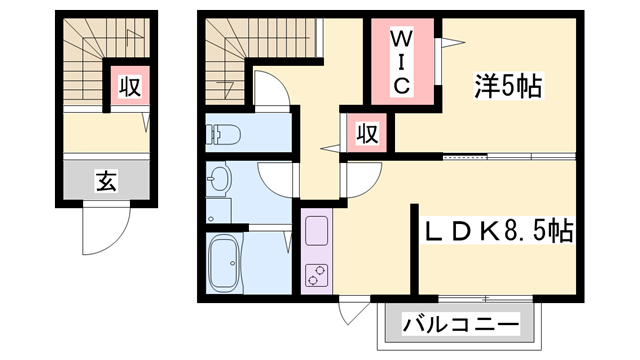 サンスーシ(1LDK/2階)の間取り写真