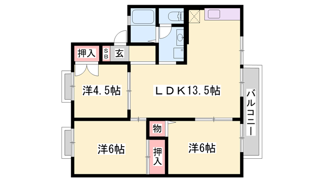 クレスト安室(3LDK/2階)の間取り写真