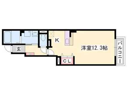 ベルローズ(1K/1階)の間取り写真