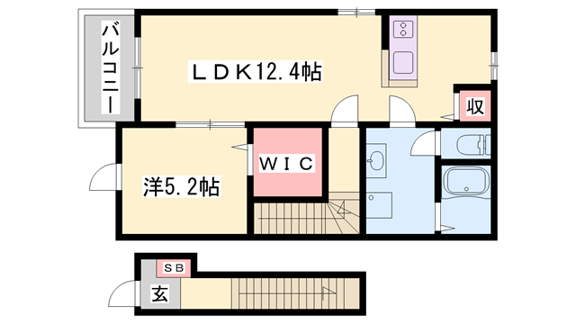 グレース アベリア(1LDK/2階)の間取り写真