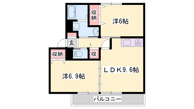 JAボナール上の丸(2LDK/2階)の間取り写真