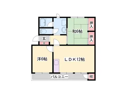 レオパレス1(2LDK/1階)の間取り写真