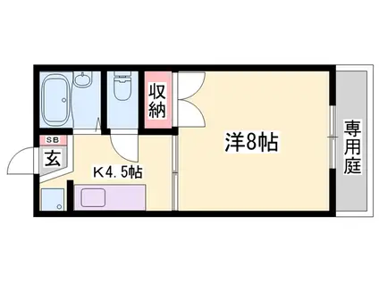 サンコーポ車崎(1DK/1階)の間取り写真