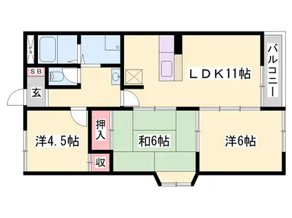 サンブランチコートふるさか(3LDK/2階)の間取り写真