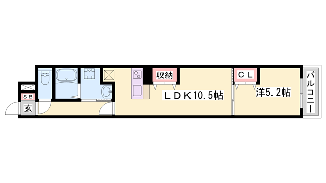 MISTRAL神屋町(1LDK/1階)の間取り写真