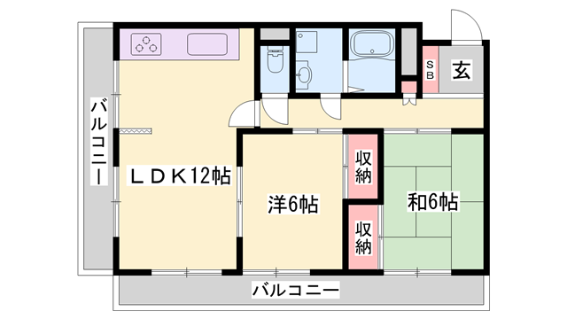 コーポ龍野(2LDK/3階)の間取り写真