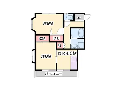 メゾン・ド・KS(2DK/2階)の間取り写真