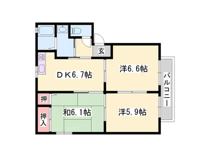 メイプルタウン2(3DK/1階)の間取り写真