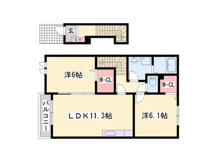 グランツメゾンⅡ(2LDK/2階)の間取り写真