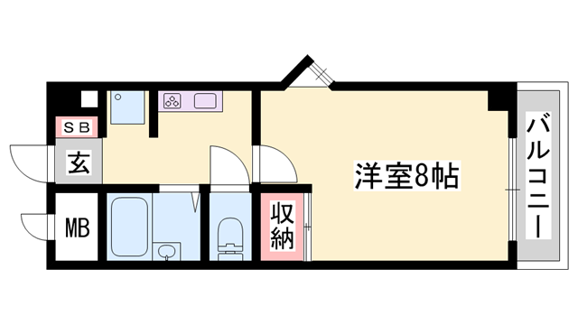 メゾンデール本町(1K/4階)の間取り写真