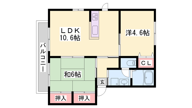 ココナッツハウスⅡ(2LDK/2階)の間取り写真